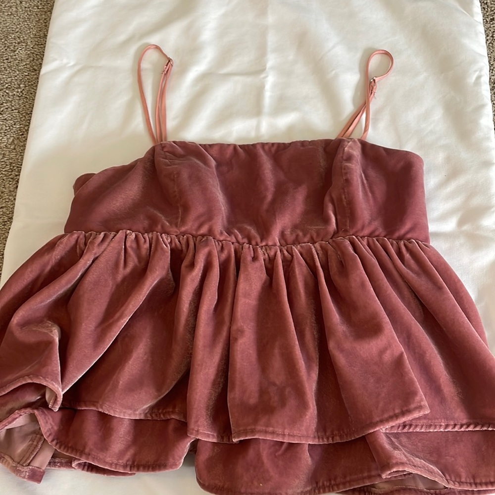 Peplum Velvet Urban Outfitters Blouse